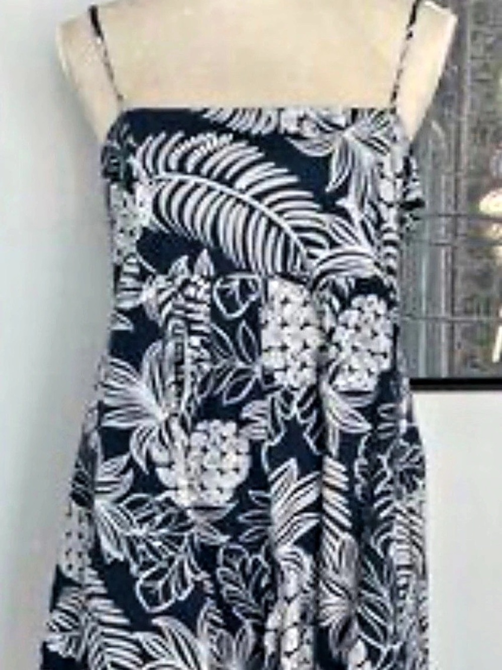 Floral Mini Romper in Blue & White Like New